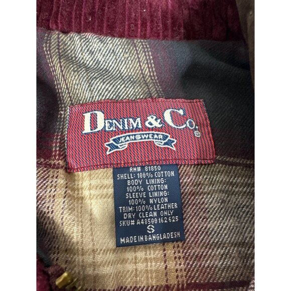vintage QVC Denim & Co. Plum Corduroy Womens Small Zip Jacket Leather collar - Picture 2 of 13